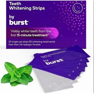 Burst Teeth Whitening Strips 10 Treatments 20 Strips Fresh Mint 6% Peroxide New